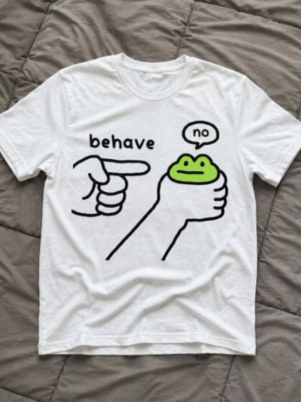 Behave No Funny Frog Meme Graphic Unisex T-Shirt